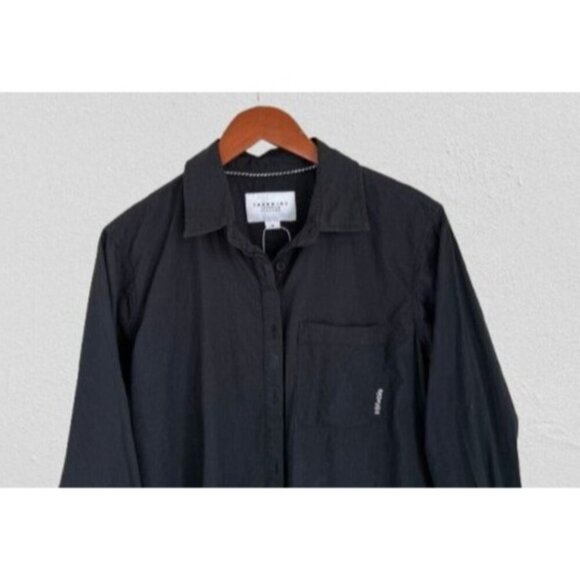 The Shirt Rochelle Behrens Shirt Button-down Black Cotton Front Pocket - Picture 2 of 7